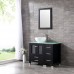 BATHJOY 36" Black Bathroom Wood Vanity Cabinet Ceramic Vessel Sink Top Faucet Drain Combo with Mirror Vanities Set - B075L75SRX